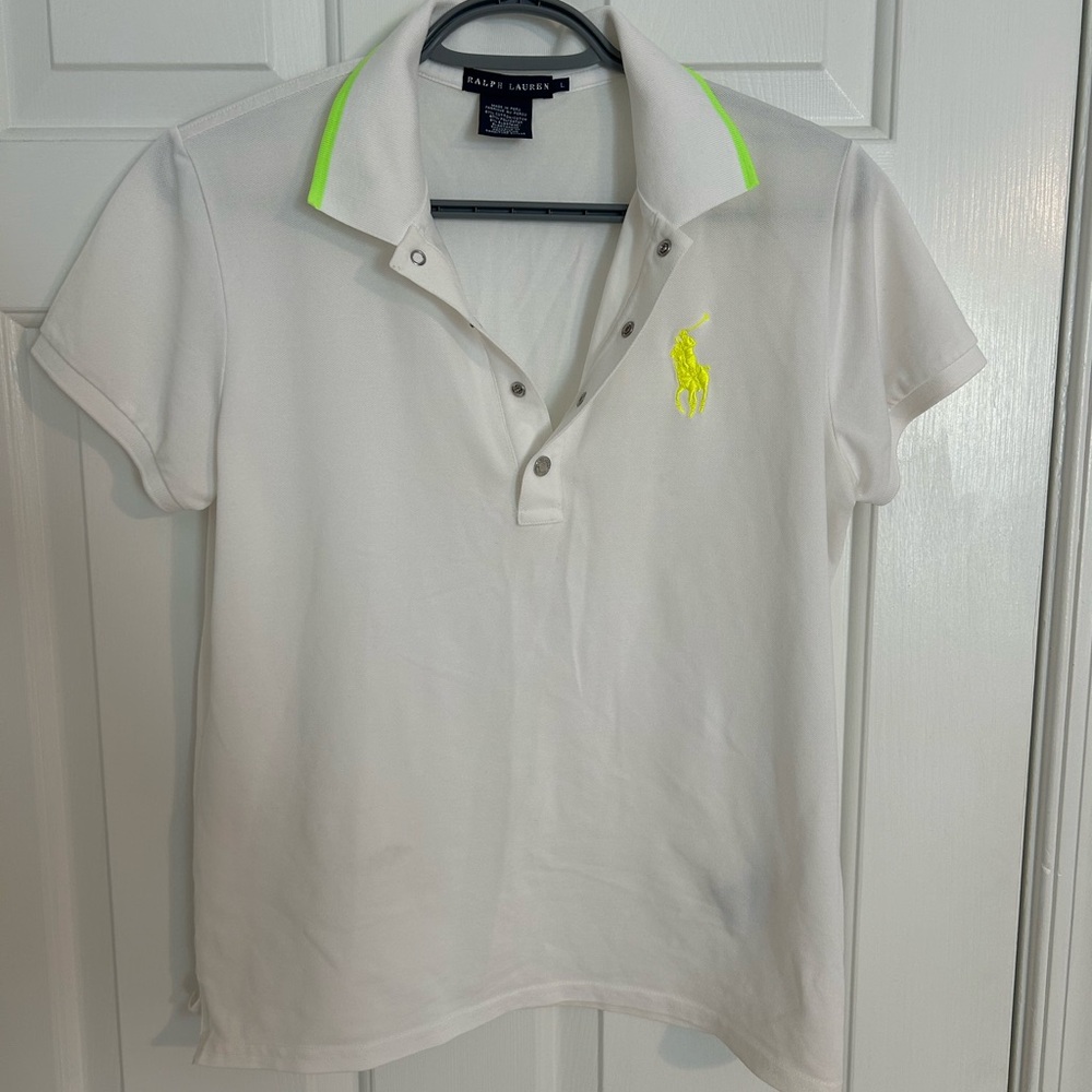 Ralph Lauren (Blue Label) White Neon Pony Golf Polo Shirt Large